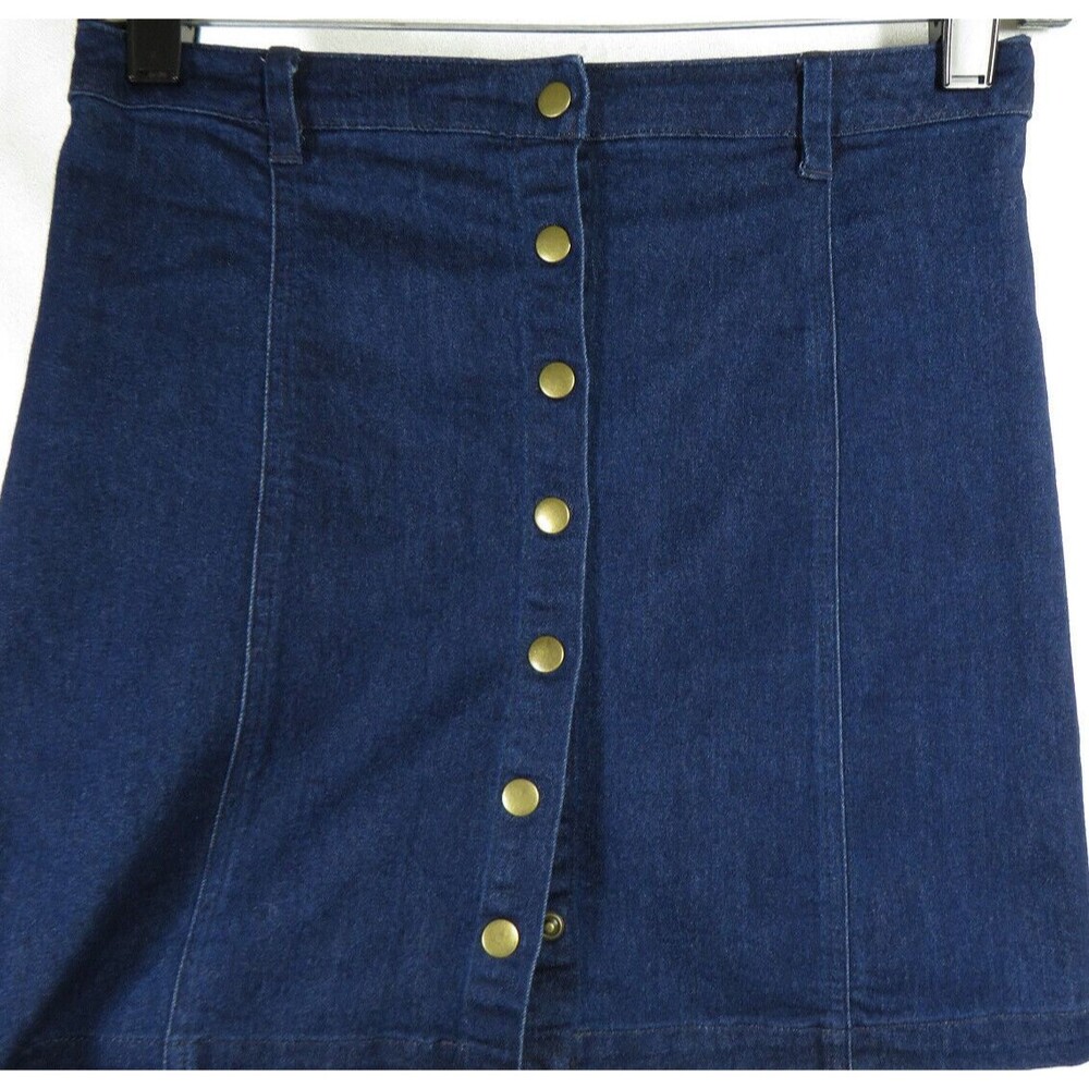 Forever 21 Women's Dark Wash Snap Front Denim Mini Skirt Size Small